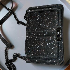 Rebecca Minkoff Black Speckled Crossbody Bag with Pink & Blue Flecks